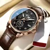 Wristwatches 2023 Men Calendar Watch Leisure And Fashionable Leather Strap Quartz Luxury Gift Wristwatch Drop