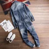 Heren Mode Gescheurde Jeans Bib Overalls Verontruste Denim Jumpsuits Mannelijke Jarretel Broek Met Gaten Maat M-XXL246r
