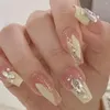 False Nails 24st Long Ballerina French Aurora Gradient Fake Glitter Full Cover Press On DIY Löstagbara nagelips