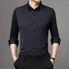Men's T Shirts 2023 Gentleman Business For Mens Regular Fit Clothing Large Sizes Blouses Purple Red Work Office Wear Hudband Dress