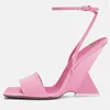 Sandals 2023 Summer Open Toe Thick Heel Square Head Shaped High Design Wide Slippers 34-43 Women's Shoes