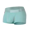 Cuecas masculinas boxers elástico respirável masculino com u convexo bojo bolso tecido de absorção de umidade macio para todos os dias