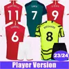 2023 24 Saka White Player Mens Mens Soccer Jerseys Pepe Tierney Gabriel Odegaard Smith Rowe Martinelli Marquinhos G. Jesus Home Away Away Belts