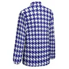 Blusas femininas houndstooth marinha blusa clássica impressão vintage retro personalizado feminino manga longa camisa casual outono roupas de grandes dimensões