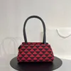 Símbolo triângulo saco de luxo senhoras bolsa bordado couro tecido triângulo padrão mulheres hobo totes clássico saffiano crossbody tote qualidade superior