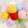 Decorative Flowers Hand Knitting Flower Colorful Tulip Crochet Auto Interior Accessories Home Table Simulation Bouquet Wedding Decoration