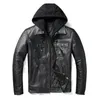 Couro masculino falso removível jaqueta com capuz masculino casaco de couro genuíno fino motociclista roupas dos homens inverno veste cuire homme 230831