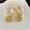 2024-Clear Diamond Designer Studs Women Rhinestone Letter Oordoppervlak Crystal Gold Hoop Oorrings met doos