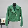 Femmes en cuir revers femmes automne Faux doux vestes dame Bomber moto Cool court couleur unie manteau d'extérieur