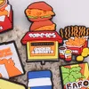 Partihandel 100st PVC Fried Chicken Hamburger Drinks Shoe Charms Vuxen Spänne Dekorationer för armbandsknappen