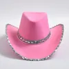 Bérets Chapeau de cowboy rose pour femmes Western Cowgirl Stetson Girls Girl Party Dress Jazz Hats