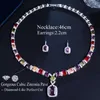 Collar Pendientes Conjunto GNY Zircons Multi Color Púrpura Cubic Zirconia Gran Gota Cuadrada Lujo Boda Nupcial Bisutería T569