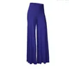 Pantalon femme couleur unie évasé dame ample Stretch plissé pantalon de salon taille haute jambe large Maxi Long pantalons de survêtement