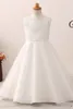 Girl Dresses Flower Dress Cute White Sequined With Bow Knot Sleeveless Fit Wedding Party Birthday First Communion Gowns