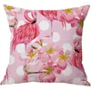 Cuscino Nordic Flamingo Fodera per foglie tropicali Fiore Fodera in cotone e lino Decorazione domestica Federa decorativa per divano