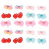 Dog Apparel Pet Grooming Bowknots Flexible Bows Polyester Rhinestone Beads Attractive With Rubber Bands For Hair Accessories