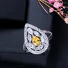 Cluster Rings DEM47 Fashion Water Drop Ring Three Colors Environmental Protection Copper Luxury Crystal For Women Jewelry