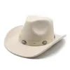 Szerokie brzegi czapki kowbojski kapelusz dla dżentelmena z skórzanym zespołem Cowgirl Jazz Cap Sombrero Hombre 230830