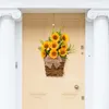 Flores decorativas artificial verão girassol cesta porta pendurado decoração para casa guirlanda parede casamento
