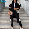 Women's Sweaters YICIYA Cardigan Women Clothing Knitwears Striped Patchwork Autumn Winter Elegant Long Outerwear Y2k Sweater Coat Soft Jacket Top 230831