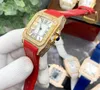 Luxury Fashion Mężczyźni Kobiety zegarki kwarcowe bateria super kwadrat rzymski zbiornik zbiornikowy zegar mrożony hip hop bling diamonds obudowa popularna przestępczość Premium Watch Prezenty