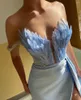Casual Dresses Feather Evening Maxi Dress Elegant Sexy Outfits Strapless Bridesmaid Boho Summer High Split Floor Length Mermaid