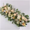 Dekoracyjne kwiaty wieńce 50/100 cm DIY Wedding sztuczny kwiat róży Kwiat Rząd aranżacja ścienna Dekorowanie żelaza łuku Drop dhq1x