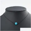 Pendentif Colliers Perles minimalistes Collier ras du cou noir corde en cuir fait à la main bleu turquoise pour femmes imitation perle naturelle bricolage D Dhdaz