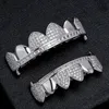 Geel Wit Vergulde Grillz Tandheelkundige Grills CZ Diamant Bretels Vampier Tanden Hip Hop Persoonlijkheid Vrouwen Mannen Sieraden