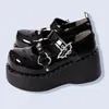 Klänningskor Kvinnor Pumpar Mary Jane Derby Metal Decoration Platform Flat Heel Female Shoes Ladies Wedge Lolita Gothic Harajuku Punk Footwear 230830