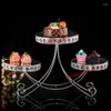 لوحات 1 PCS أوروبية ثلاث طبقات مرآة حلوى الكريستال الجدول الزفاف بار ويست بوينت الكعكة