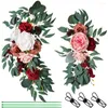 Flores decorativas 2 pçs flor artificial decoração de casamento pendurado rosa arco simulação linha falsa sinal 3d falso rosas pano de fundo