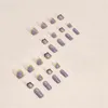 Faux Ongles Taro Violet Blanc Longueur Faux Charme Confortable À Porter Manucure Pour Professionnel Nail Art Salon Fourniture