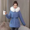 Women's Trench Coats Women Loose Hooded Fur Collar Casual Black Thickening Jackets Long Parkas Winter Warm Down Cotton Padded Female