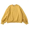 Felpe con cappuccio da donna Bebobsons 2023 Primavera Design di nicchia Originale Pullover da donna Felpe a maniche lunghe in cotone con cappuccio giallo Top