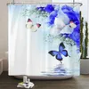 Duschgardiner Floral Tulpan Printing Flower Shower Curtain Watertof Polyester Tyg Badrumsgardin med krokar 180x180 cm Dekorativ gardin 230831