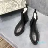 Recorte baixo salto grosso alto chelsea bota sapatos de couro amêndoa dedos ankel botas de equitação designers de luxo marcas sapato calçado de fábrica