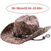 Berets WildlederStoff Cowboyhut für Erwachsene mit Gürtel Mode Karneval Party Kostüm Mütze Damen Herren Halloween Festival Kopfbedeckung