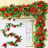 Decoratieve Bloemen 240CM Rose Kunstmatige Lange Dikke Wijnstok Opknoping Voor Bruiloft Thuis Kamer Decoratie Tuin Boog DIY Nep Plant