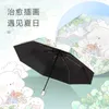 Tre-foldat paraply automatiska soliga och rannin paraplyer fem-vikande solskydd paraply prinsessan paraply för tjej hkd230828
