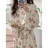 Kvinnors sömnkläder Robe Women Cotton Floral Long Sleeve Nightwear Shower Badrobe Kimono Söta söta pyjamas förklädkläder