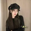 Berets inverno vintage bonés para mulheres artista francês quente feltro chapéus boina feminino sólido octogonal 2023 outono menina sboy boné