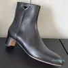 2023-Bottines en cuir avec fermeture éclair noire et doublure en cuir pour un design élégant, bottes de marque pour femmes, confort élégant