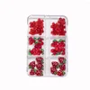 Nagelkonstdekorationer 30 st blandade körsbär jordgubbsblomdelar delar röd akryl harts 3d charms diy dekoration