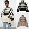 Maglioni da donna TOTEM ANNECY Maglione collo alto in lana Classic Stripe Splice Maglieria Slouchy Top Winter 230831