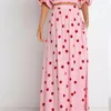 Röcke Sommer Frauen Red Dot Vintage Casual Elastische Taille Chic Lange Boho A-linie Strand Rock Bohemian Maxi Urlaub 2023