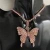 Schmetterlings-Halskette, Temperament, einlagige Krallenkette, Diamant-Halskette mit einfachem und voller Strass-Schmuck
