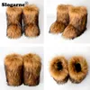 Boots Women Winter Fluffy Fur Boots Woman Furry Snow Boots Plush Warm Outdoor Footwear Girls Luxury Faux Fur Platform Shoes 230830