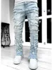 Mens Jeans Creative Tassels Decoration Straight Fit Casual Medium Stretch Street Style Denim Pants för alla säsonger 230831