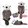 Sacos de lápis Kawaii Bestevers Sea Otter Pencil Case Plush Sea Otter Doll Pencil Bag Bolsa Make Up Bag Stuffed Animal Fofo Stationerys Bag HKD230831